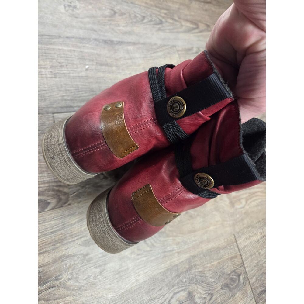 Rieker Women's Combat Boots Red Black Ankle Booties Euro 40 - US 9 or 9.5 Shoes - Picture 4 of 6